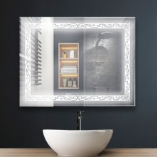Зеркало с узором , с LED подсветкой в алюминиевой рамке
